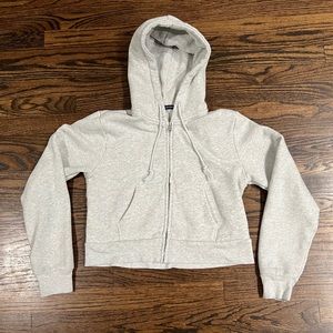Brandy Melville Cozy cropped Gray Zip Up Hoodie sweatshirt